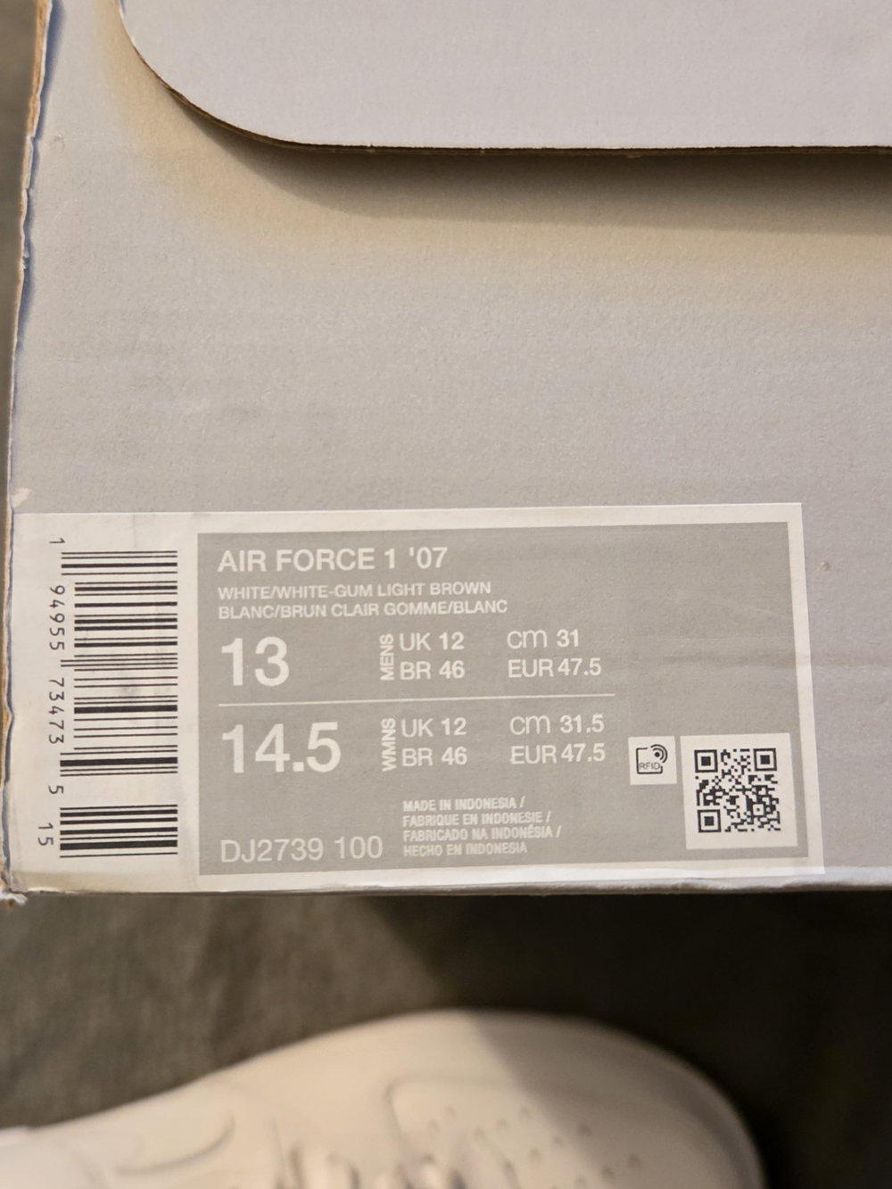 🤍🤎Nike Air Force 1'07 Low White On White Sneakers with Gum Outsole🤍🤎 Size 13 - Picture 7 of 7